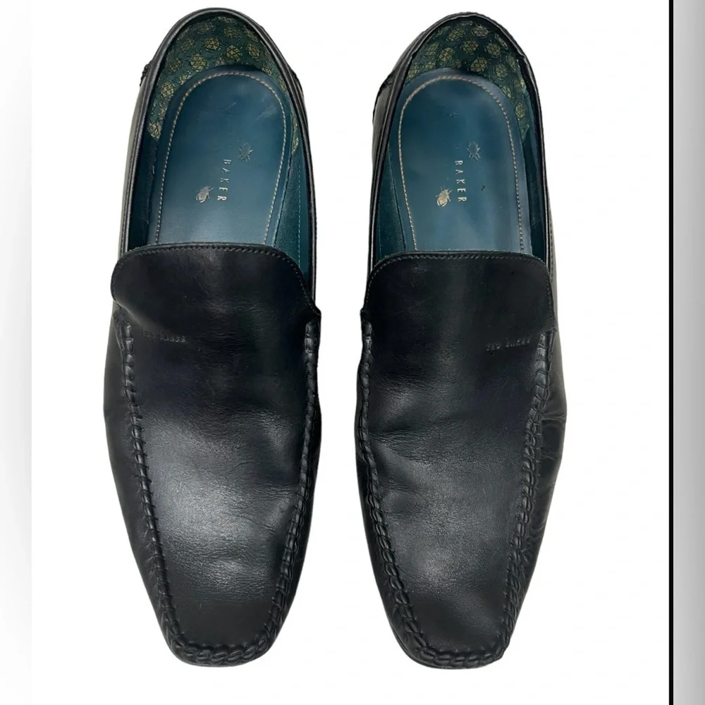 Ted Baker Black‎ Leather Simeen Driving Mocs Loafers Size 11.5